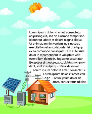 Téléchargez les illustrations : Diagramme montrant comment la cellule solaire fonctionne à la maison - en licence libre de droit
