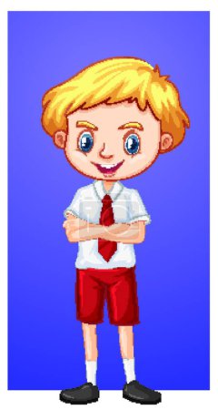 Illustration for Happy boy in school uniform  vector illustration - Royalty Free Image