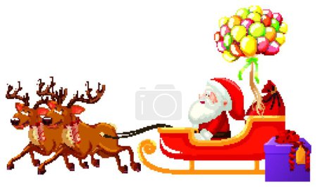 Photo for Santa Claus riding on sleigh with colorful balloons - Royalty Free Image