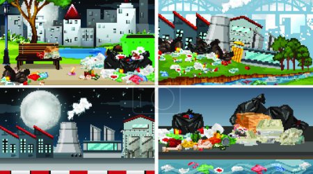 Set of polluted scenes Poster 622844416