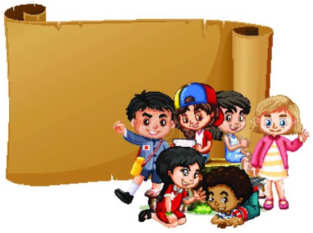 Illustration for Blank banner design with happy kids - Royalty Free Image