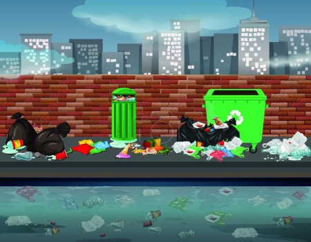 Ilustración de Litter in the urban landscape - Imagen libre de derechos