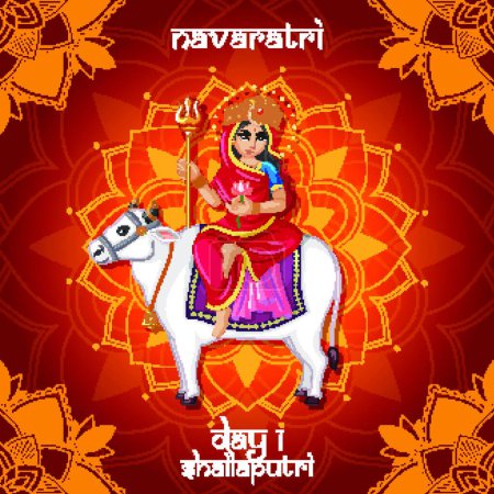 Illustration for "Navaratri poster design with goddess" - Royalty Free Image