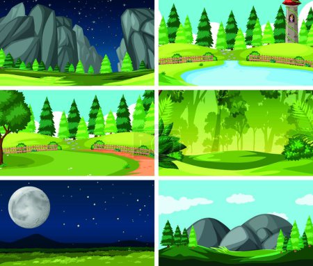 Illustration for "Set of scenes in nature setting" - Royalty Free Image