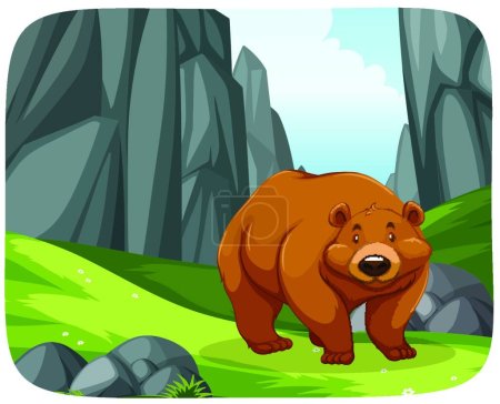 Ilustración de A grizzly bear in nature scene - Imagen libre de derechos