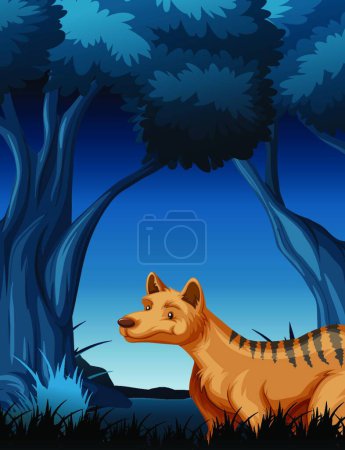 Téléchargez les illustrations : A hyena in dark forest - en licence libre de droit