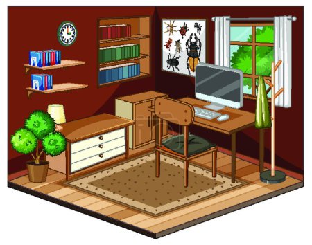 Ilustración de Salón interior con muebles - Imagen libre de derechos