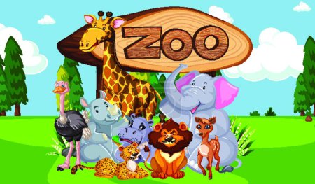 Ilustración de Animales de dibujos animados, ilustración colorida para niños - Imagen libre de derechos