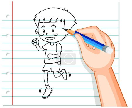Illustration for "Hand drawing boy outline" - Royalty Free Image