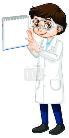 Illustration for A boy cartoon character wearing laboratory coat - Royalty Free Image