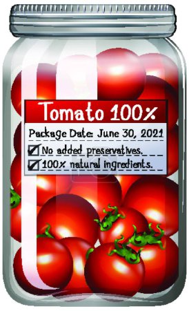 Téléchargez les illustrations : Conserves de tomates dans un bocal en verre - en licence libre de droit