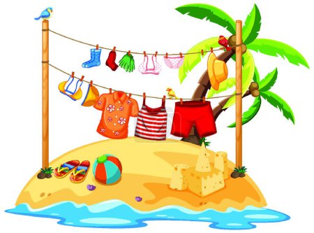 Illustration for Isolated summer clothes hanging outdoor - Royalty Free Image