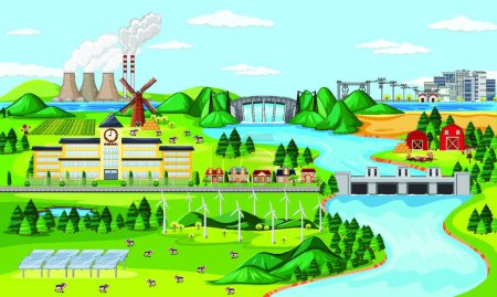 Illustration for Factory colorful illustration. Industrial concept - Royalty Free Image