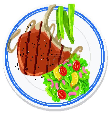 Ilustración de "Vista aérea de los alimentos en el plato" - Imagen libre de derechos