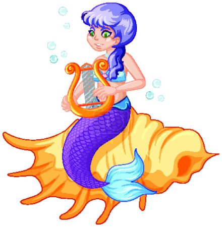 Illustration for "Cute mermaid cartoon character" - Royalty Free Image