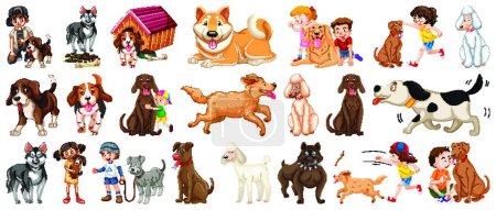 Téléchargez les illustrations : "Ensemble de personnage de dessin animé pour chien" - en licence libre de droit