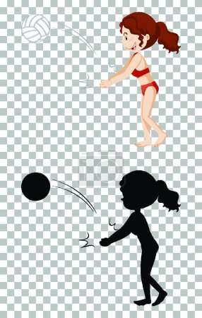 Ilustración de "Summer cartoon character on transparent background and its silhouette" - Imagen libre de derechos