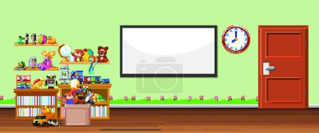 Illustration for Background scene with whiteboard and toys - Royalty Free Image