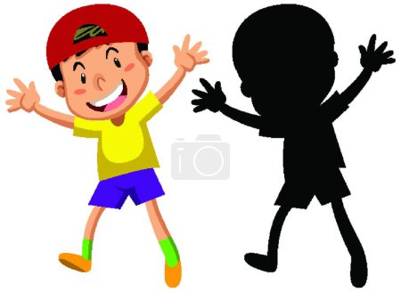 Photo for Happy boy dancing with its silhouette - Royalty Free Image