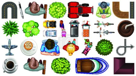 Illustration for Set of aerial element house decorations isolated - Royalty Free Image
