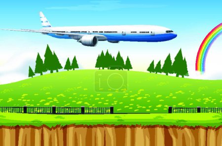 Téléchargez les illustrations : Scène avec avion volant dans le ciel - en licence libre de droit