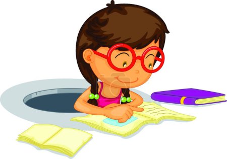 Illustration for Girl doing schoolwork vector illustration - Royalty Free Image