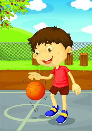 Téléchargez les illustrations : "Basketball garçon "- illustration vectorielle - en licence libre de droit