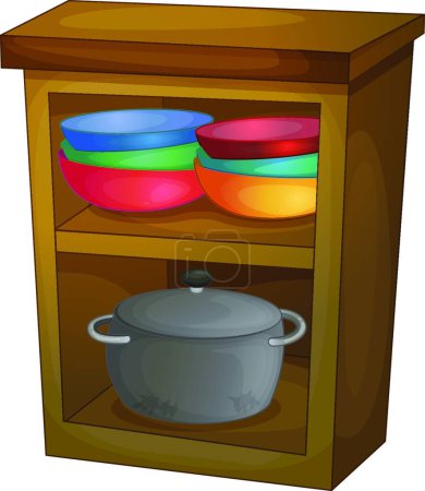 Illustration for Shelf with kitchen utensil, vector illustration simple design - Royalty Free Image