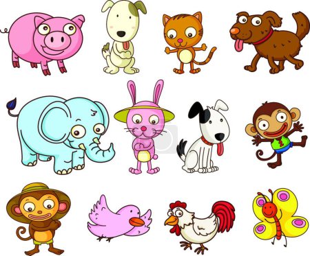 Illustration for Cartoon animals, colorful illustration for kids - Royalty Free Image