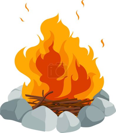 Illustration for Simple cartoon art of blazing campfire - Royalty Free Image
