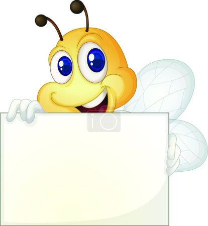 Illustration for Bee with sign vector illustration - Royalty Free Image