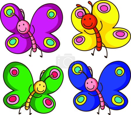 Illustration for Colorful butterflies, vector illustration simple design - Royalty Free Image