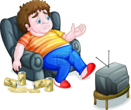 Illustration for Fat man on chair, vector illustration simple design - Royalty Free Image