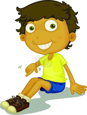 Illustration for " boy Sitting with shoes on" - Royalty Free Image