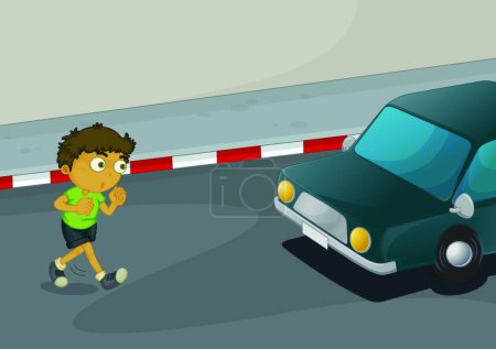 Ilustración de Niño cruzando la carretera, vector ilustración diseño simple - Imagen libre de derechos
