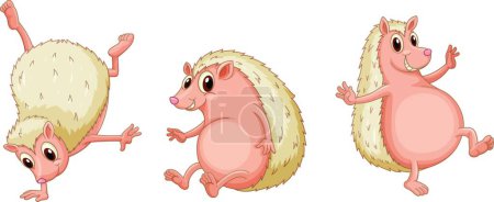 Illustration for Cute Hedgehogs cartoon illustrations - Royalty Free Image