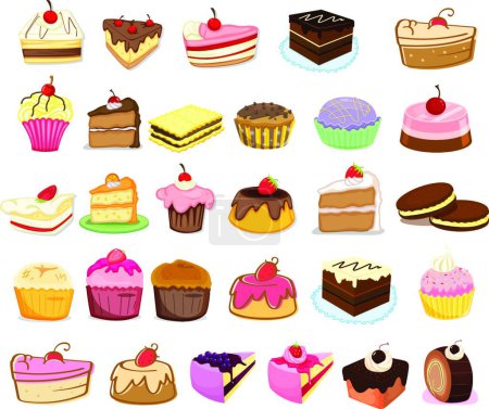 Illustration for Cakes and desserts modern vector illustration - Royalty Free Image