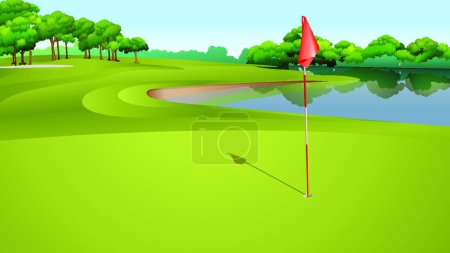 Téléchargez les illustrations : Terrain de golf, illustration vectorielle colorée - en licence libre de droit
