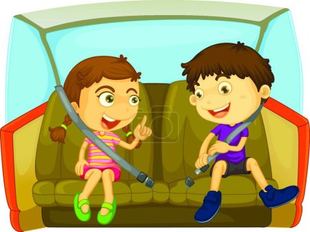 Illustration for Children in the car modern vector illustration - Royalty Free Image
