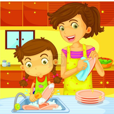 Illustration for Illustration of Helping at home - Royalty Free Image