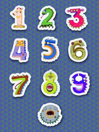 Ilustración de Numbers cartoon stickers set - Imagen libre de derechos