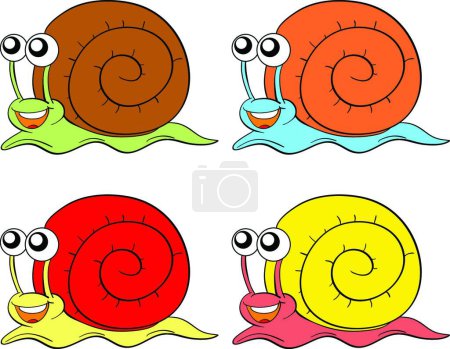 Téléchargez les illustrations : Illustration de l'ensemble Escargots - en licence libre de droit