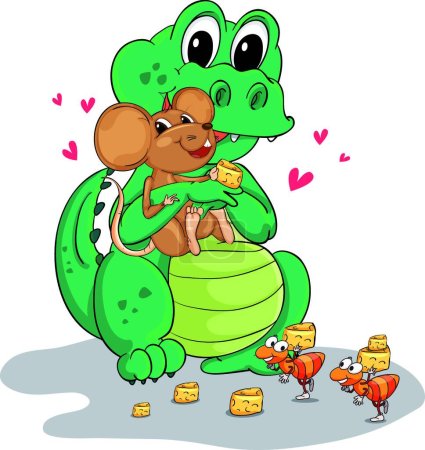 Téléchargez les illustrations : Illustration du crocodile et de la souris - en licence libre de droit