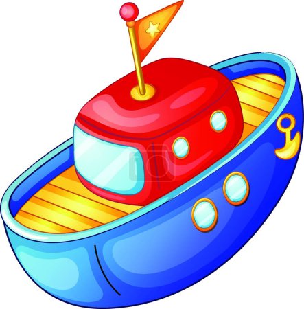 Téléchargez les illustrations : Illustration vectorielle de bateau jouet - en licence libre de droit