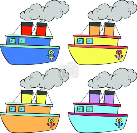 Illustration for Boats in color modern vector illustration - Royalty Free Image