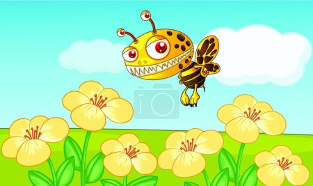Illustration for Bee in field modern vector illustration - Royalty Free Image