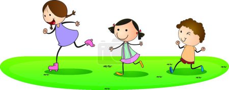 Illustration for Kids playing outdoor modern vector illustration - Royalty Free Image