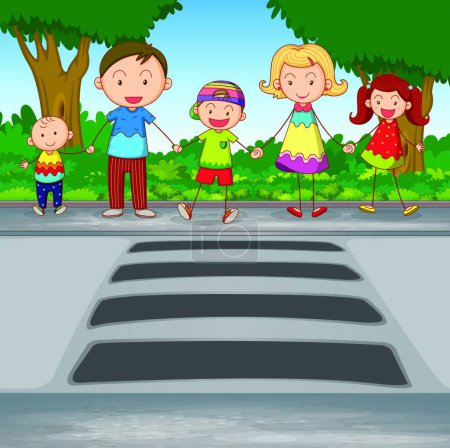 Ilustración de Ilustración de la carretera de cruce familiar - Imagen libre de derechos