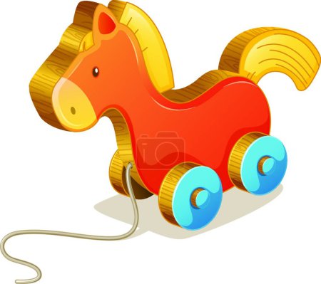 Téléchargez les illustrations : Illustration vectorielle de cheval jouet en bois - en licence libre de droit