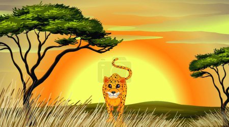 Ilustración de Leopardo, ilustración vectorial colorido - Imagen libre de derechos